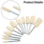 12 Wool Grinding Heads for Rotary Tools (Glass, Metal, Jade)