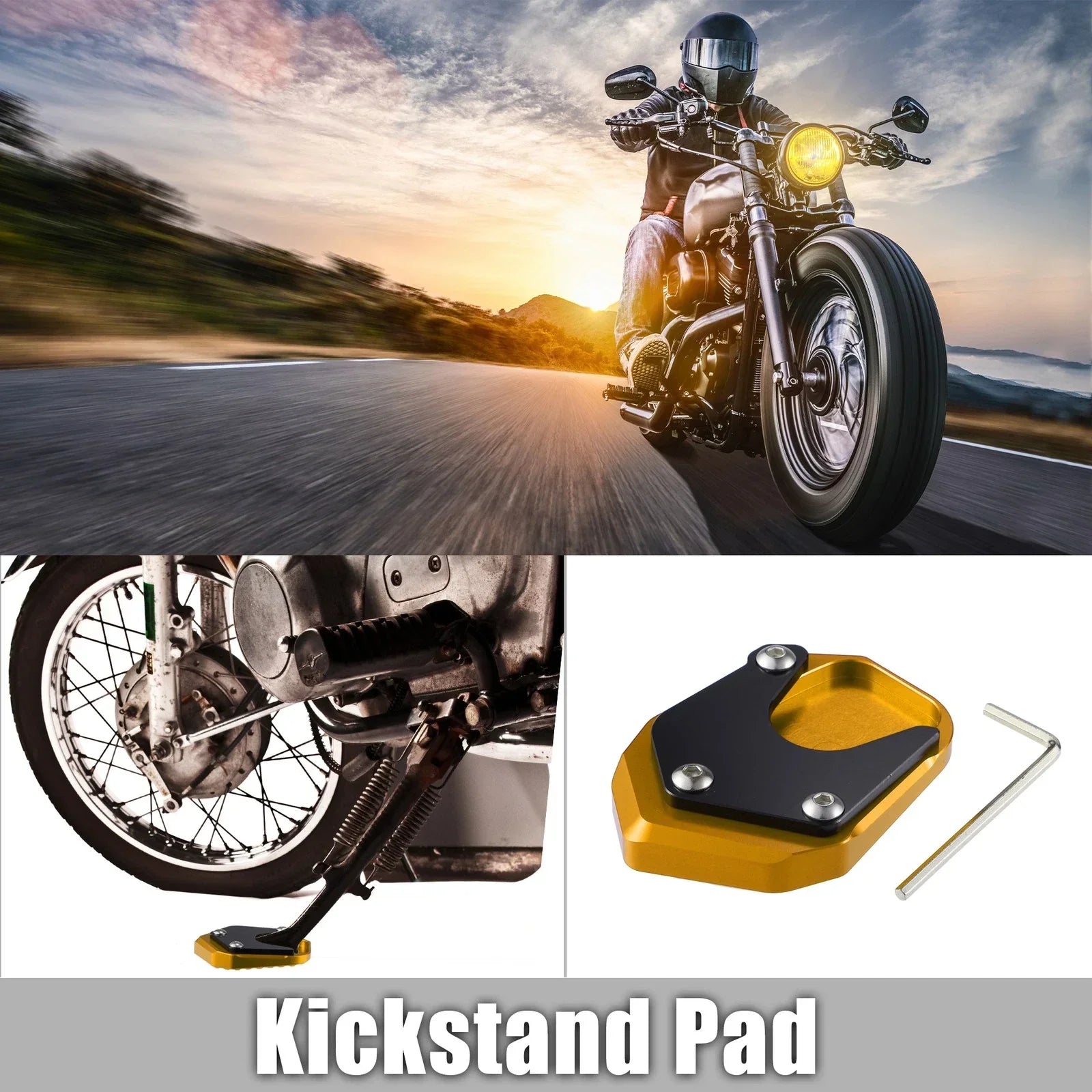Aluminum Alloy Motorcycle Kickstand Plate Pad for Honda - Gold