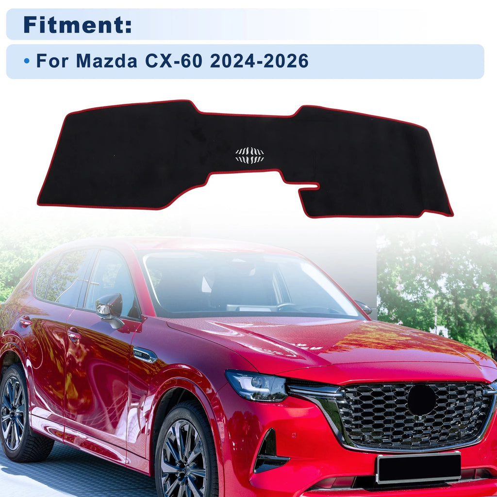 Dash Cover for Mazda CX-60 (2024–2026) Flannel Black with Red Edge