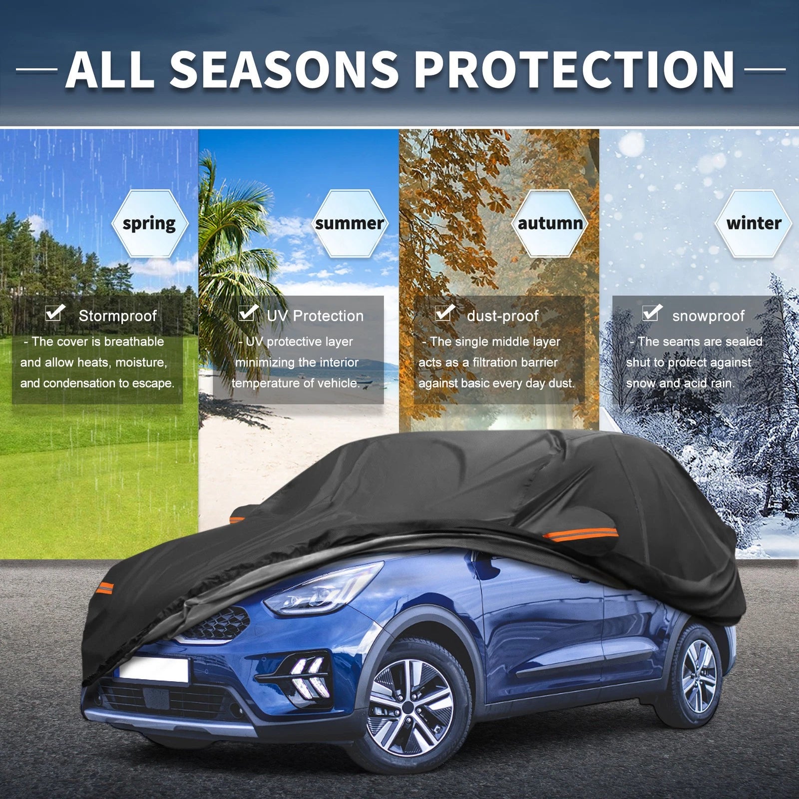 Waterproof Aluminum Film Car Cover for Kia Niro (2017–2023)