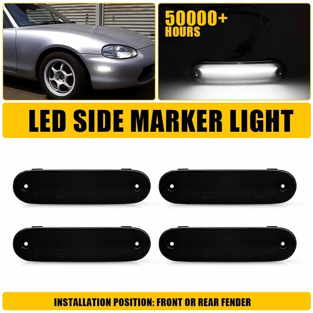 Set of 4 Smoked Side Marker Lights for Mazda Miata MX-5 (1990–2005)