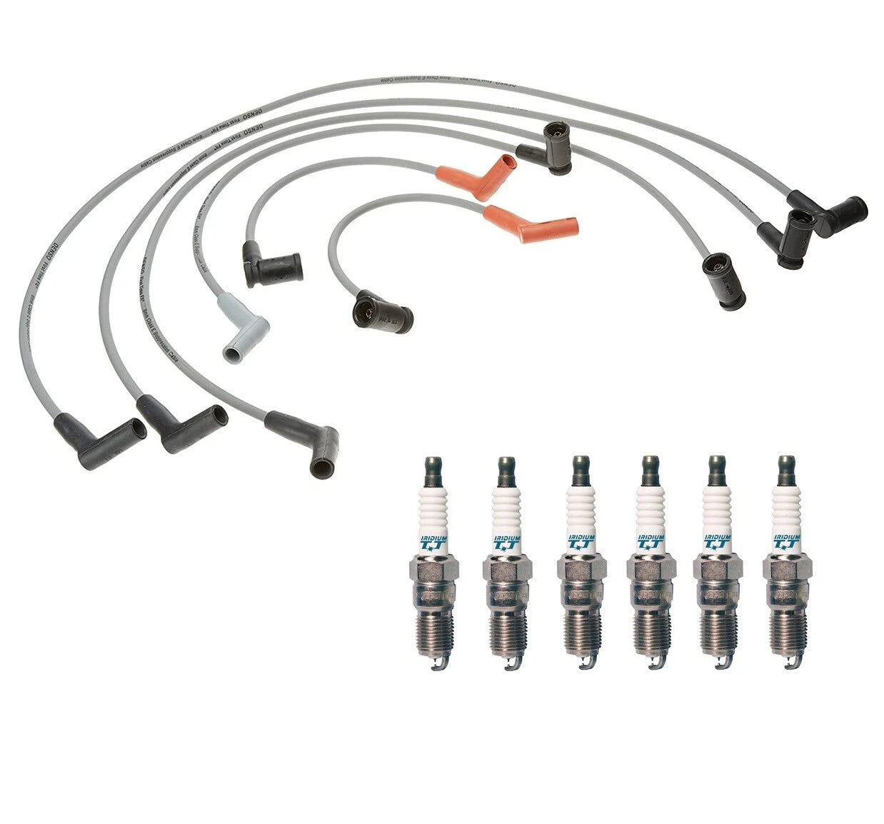 Denso 8mm Wire Set & 6 Iridium TT Spark Plugs for Ford Mercury V6 (3.9-4.2)