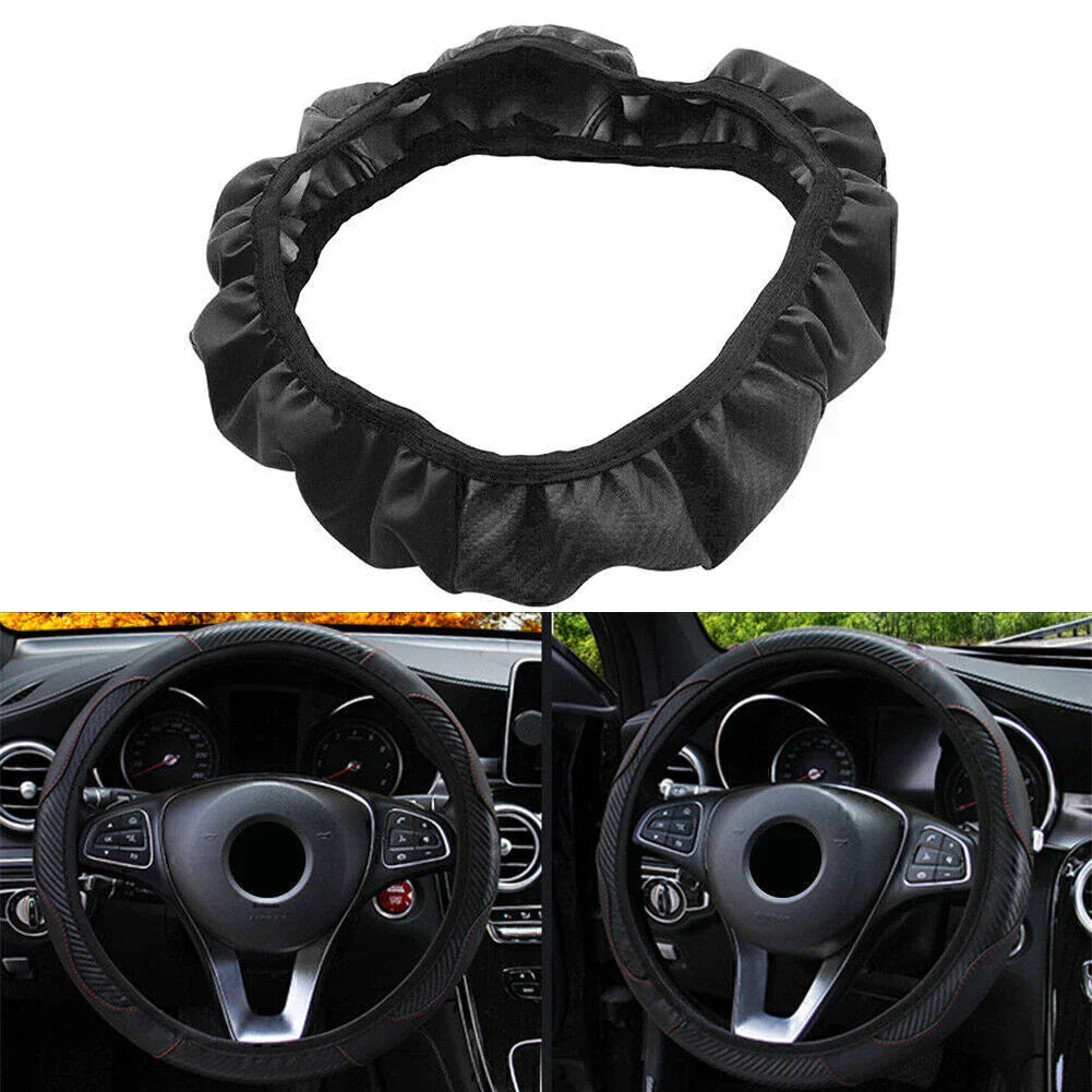 Black Microfiber Leather Steering Wheel Cover 15" for SUV (Universal)