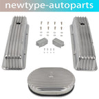 Tall Finned Valve Covers & 12" Oval Air Cleaner Kit for SBC Chevy (1958–1986)