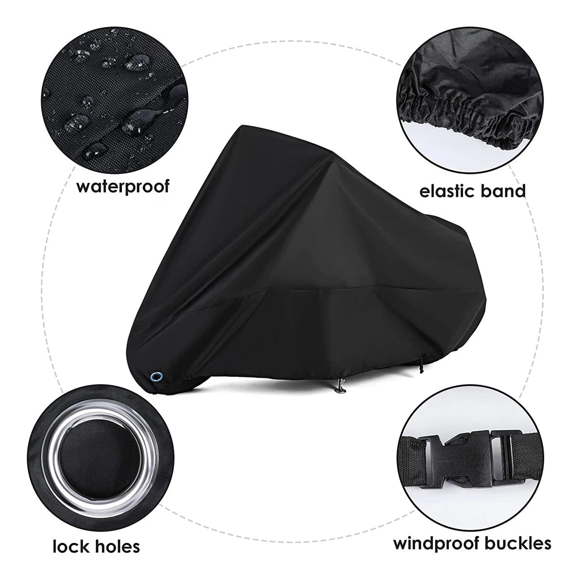 87in Waterproof Motorcycle Cover for Winter Storage (Universal Fit)