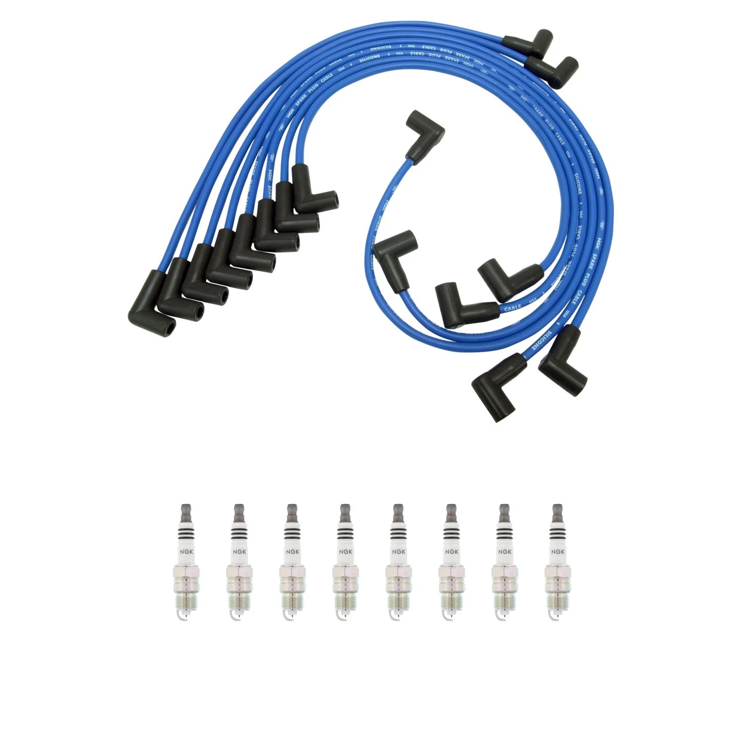 NGK Wire Set & 8 Iridium IX Spark Plugs for GMC P25 P35 (1976)
