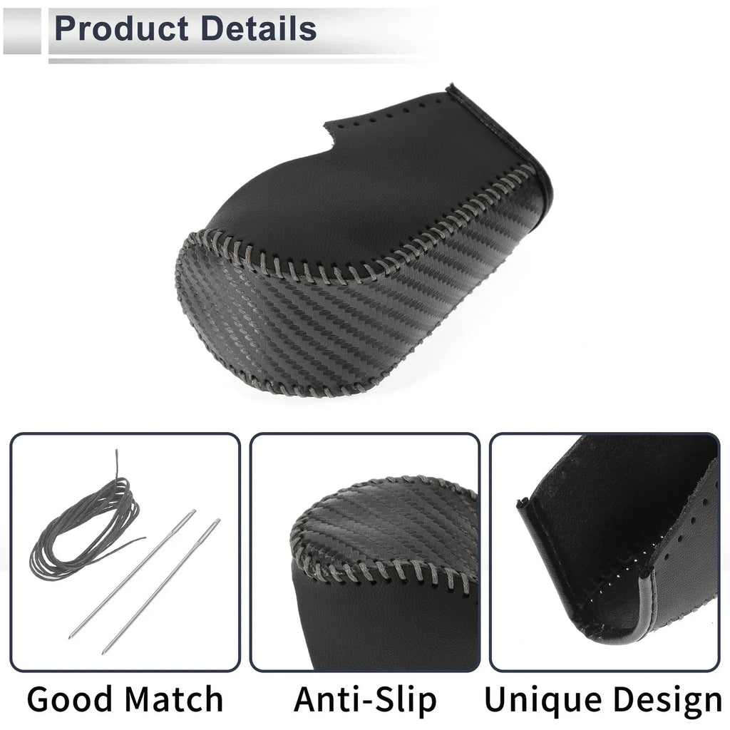 Gear Shift Knob Cover for BMW 3 Series Black Carbon Fiber Grey (2004 - 2012)