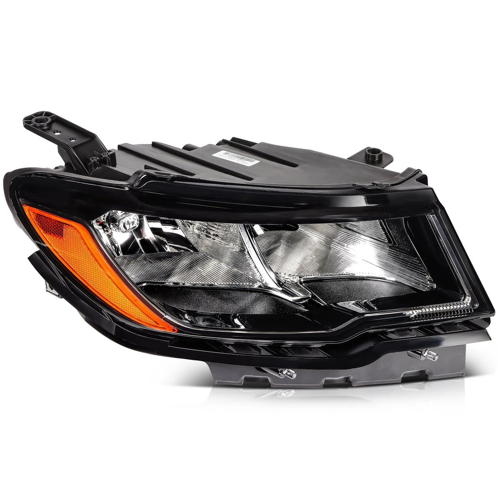 Set of 2 Black Amber Headlights Assembly for Jeep Compass (2017–2021)