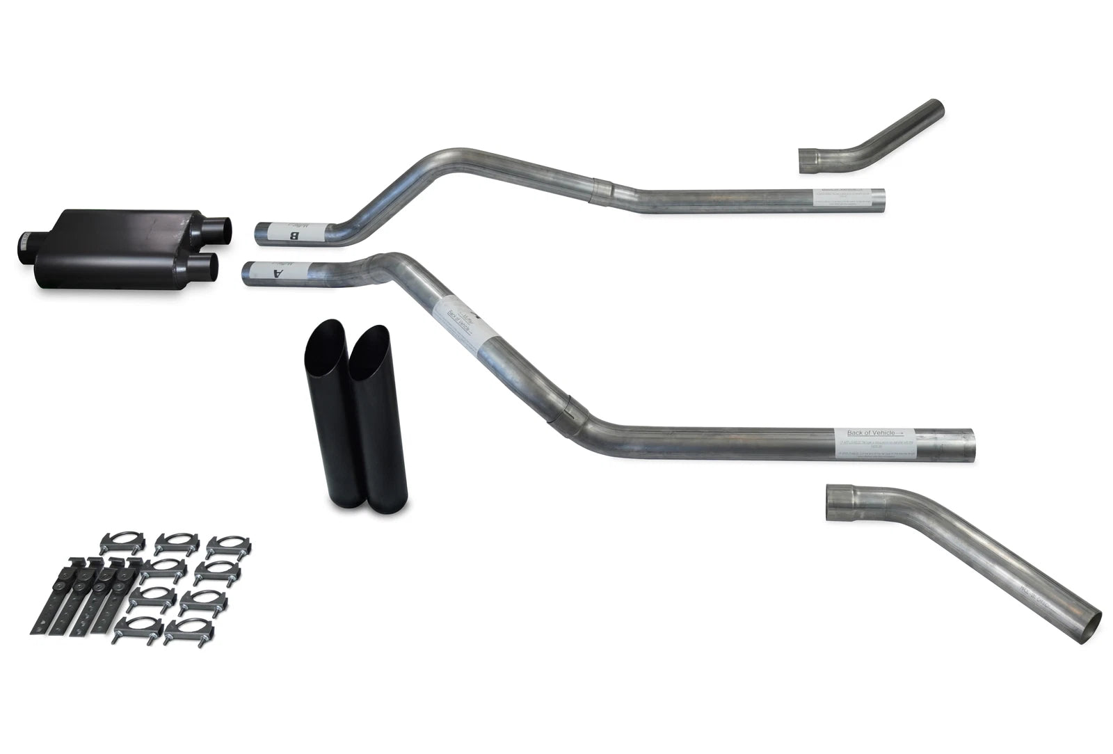 Dual Exhaust Kit for Chevy Blazer (1992–1994) 2.5" 2 Chamber Black Tips