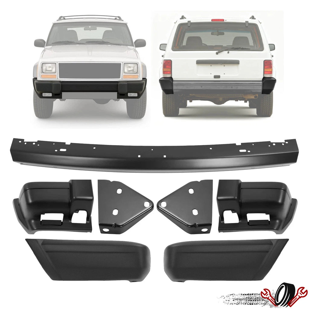 Set of 2 Bumper End Face Bar Brackets for Jeep Cherokee (1997–2001) Black