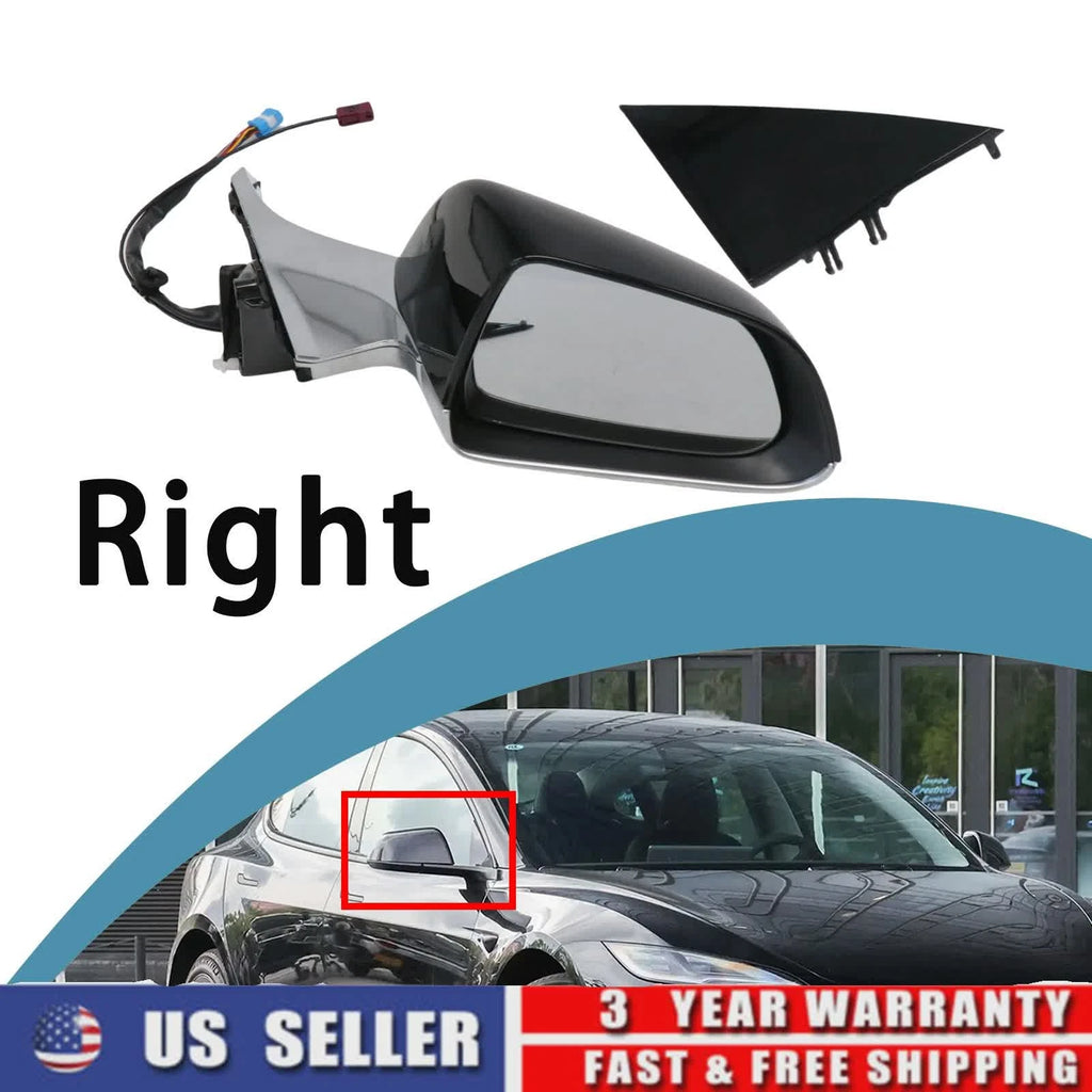 Right Passenger Side Mirror for Tesla Model 3 (2017–2023) Heated Power Fold Black