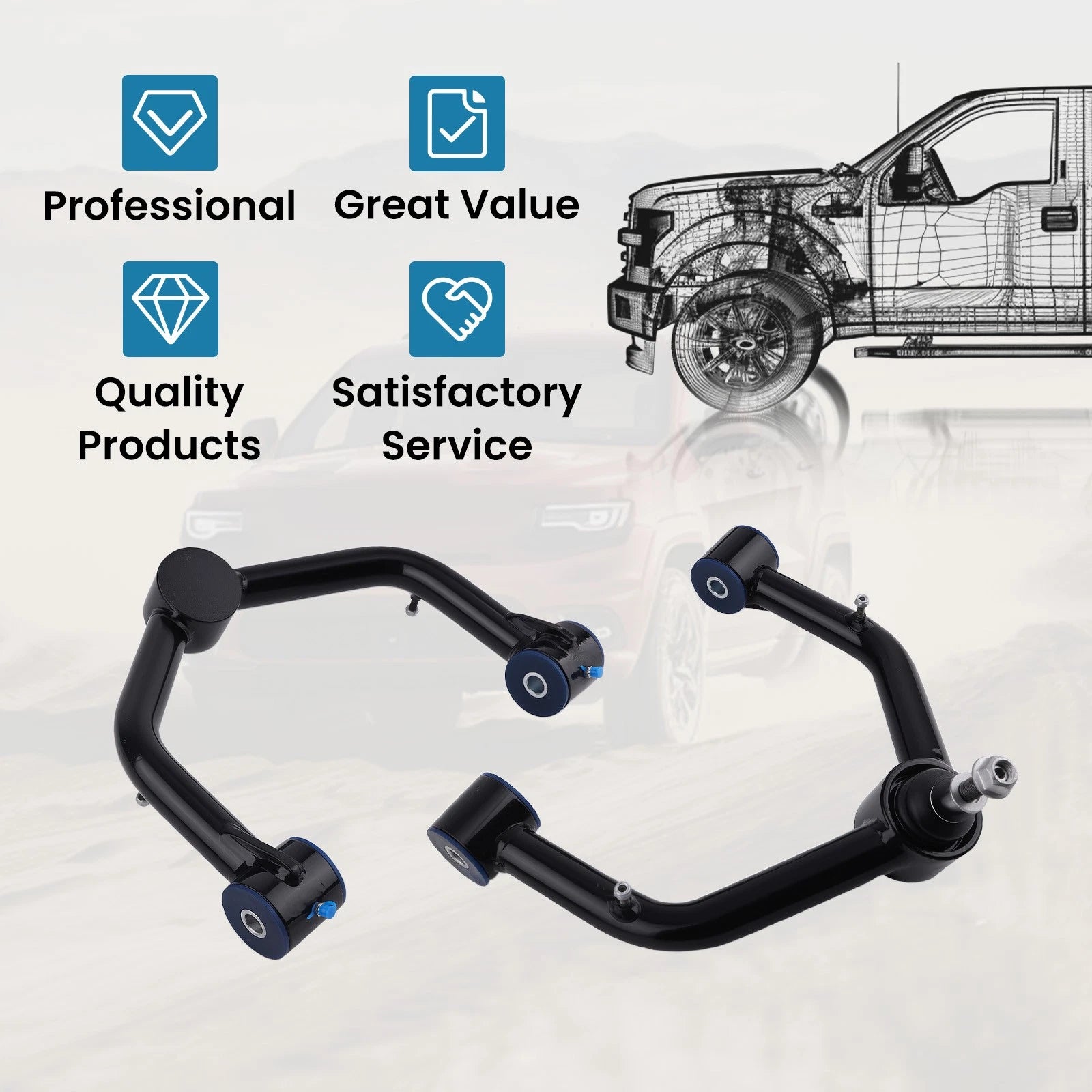 Front Upper Control Arms 2-4" Lift for Chevy Silverado 1500 Tahoe (1999-2006)
