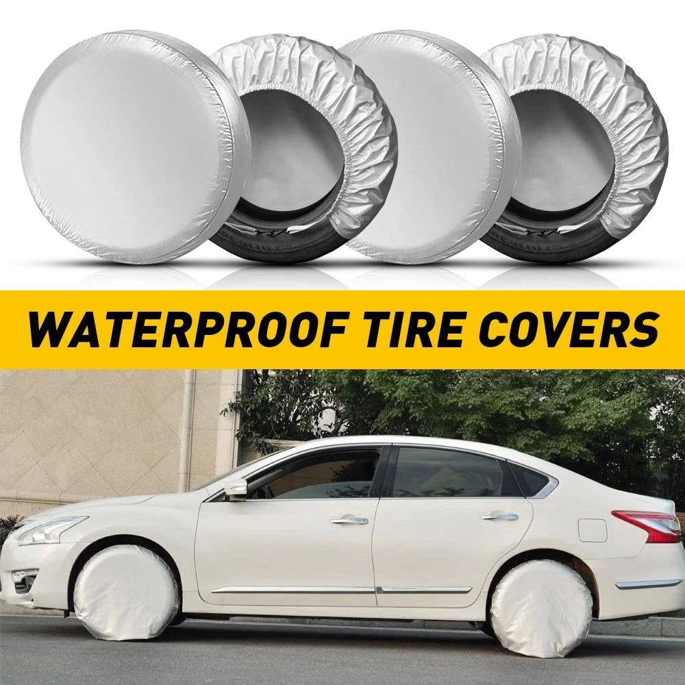 Set of 4 Tire Wheel Covers for RV Trailer (27-29 Inch) Silver