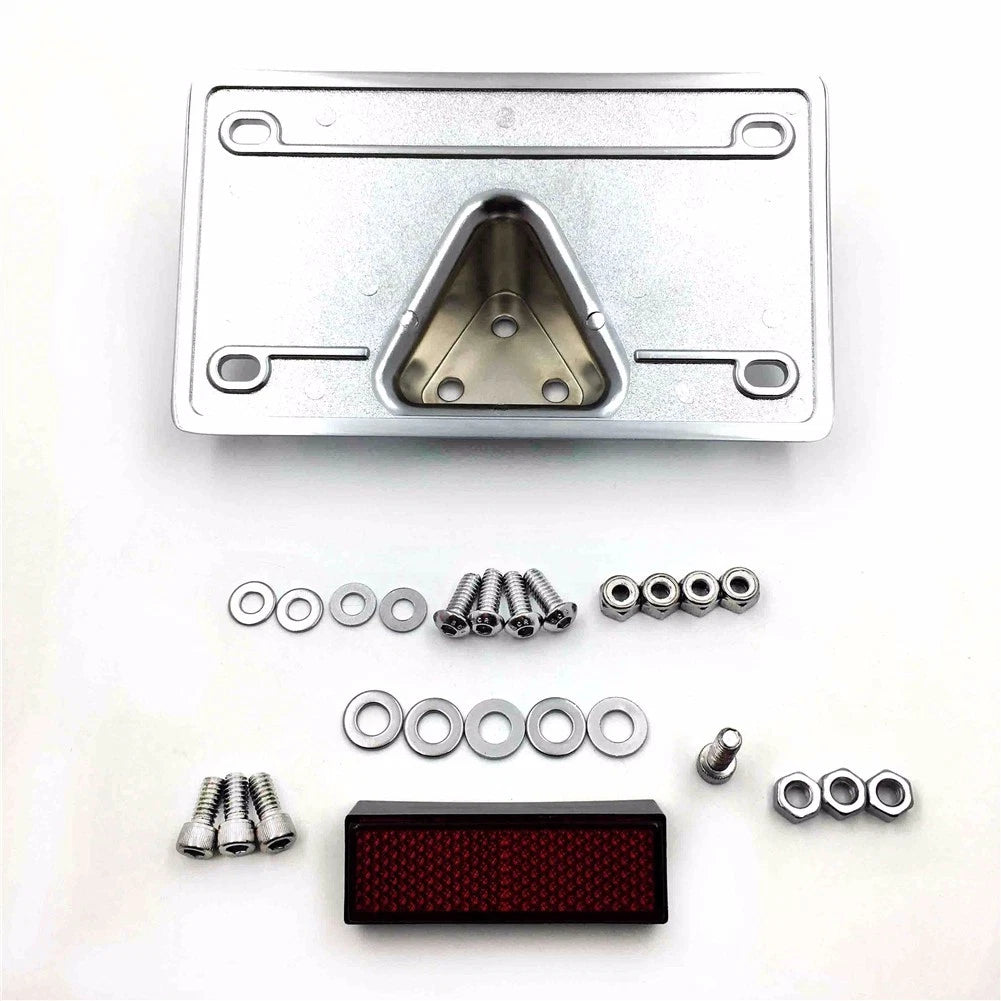 Chrome Layback License Plate Mounting Kit for Harley SuperLow XL883L (2011–2016)