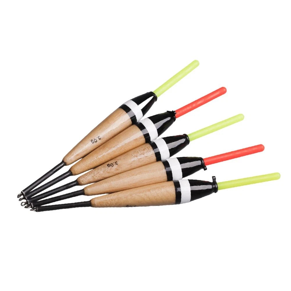 Set of 5 Balsa Wood Floats 2g 3g 4g for Open Water Fishing