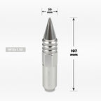 Set of 20 M12X1.5 Silver JDM Conical Wheel Lug Nuts + Spike + Extension 20mm