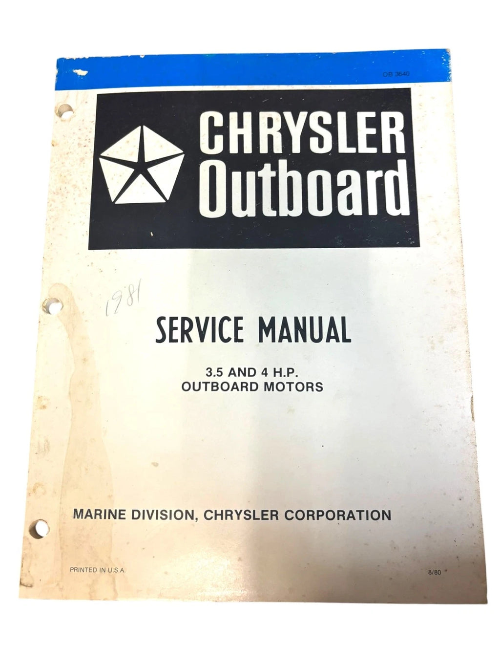 Service Manual for Chrysler Outboards OB3640 (3.5/4 HP)