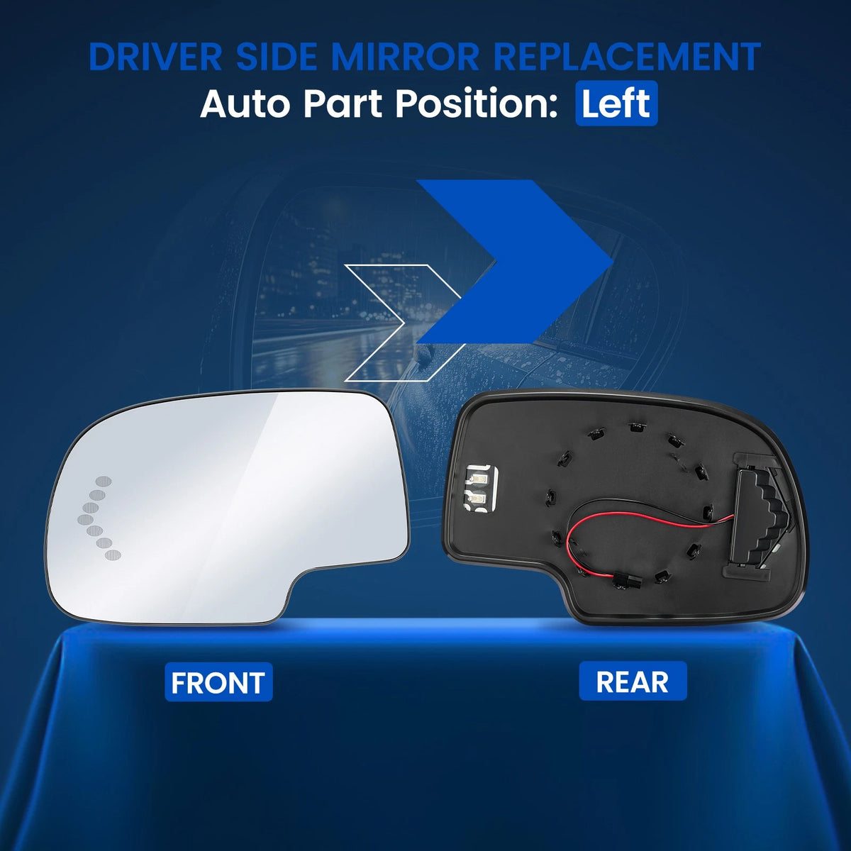 Heated Driver Side Mirror Glass for Cadillac (2003–2007)