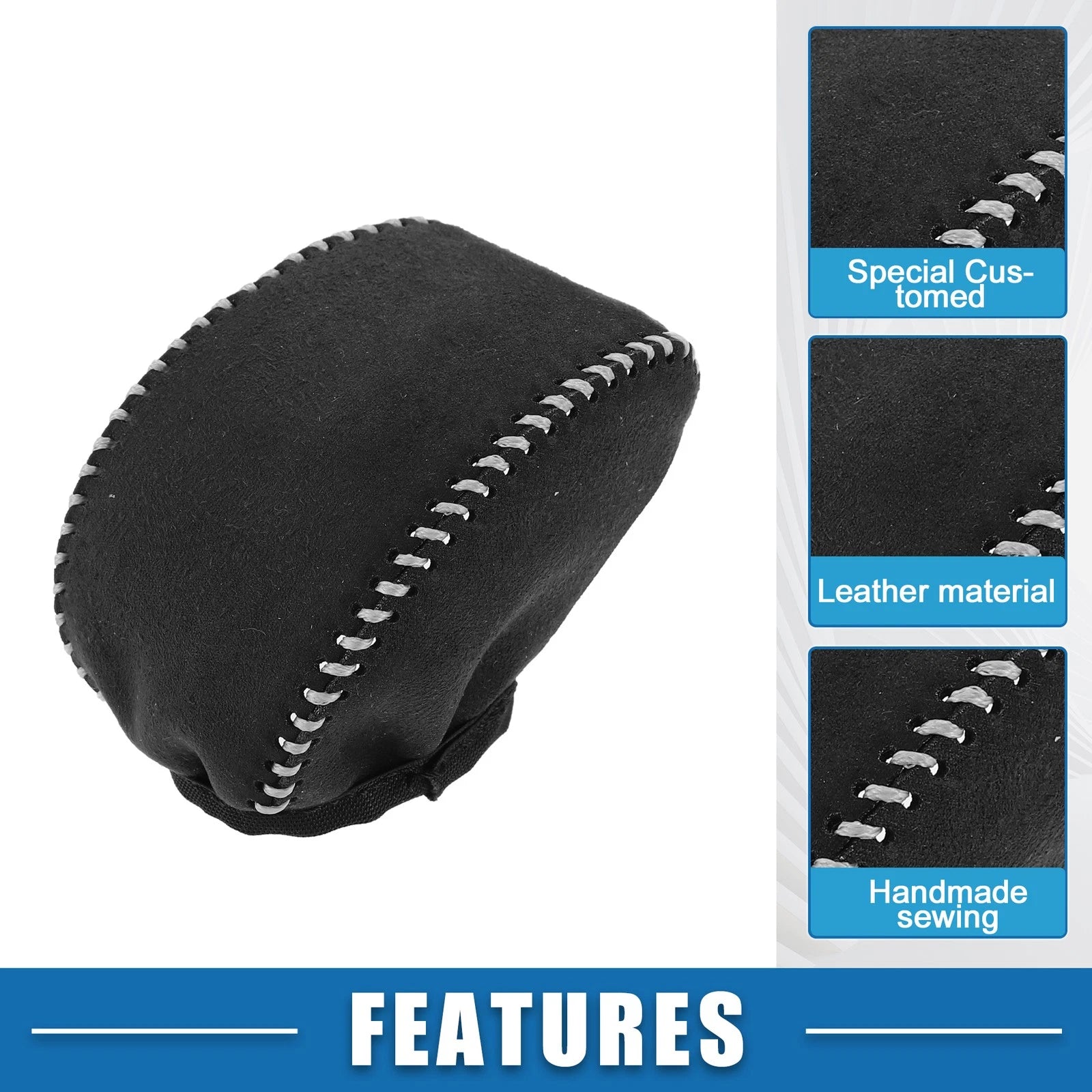 Gear Shifting Knob Cover for Toyota RAV4 (2019–2022) Black Gray Stitches