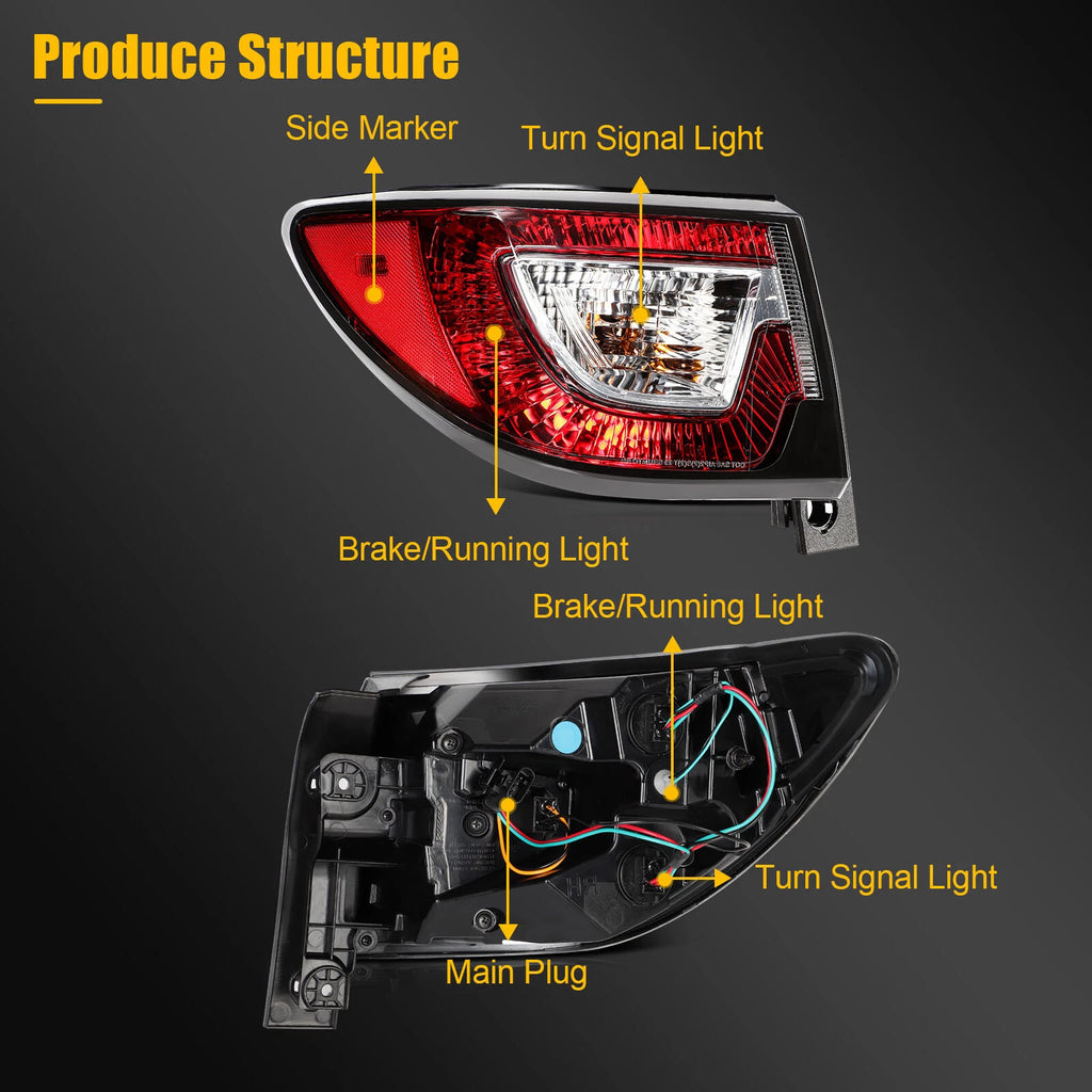 Set of 2 Red Taillights for Chevrolet Traverse (2013–2017)