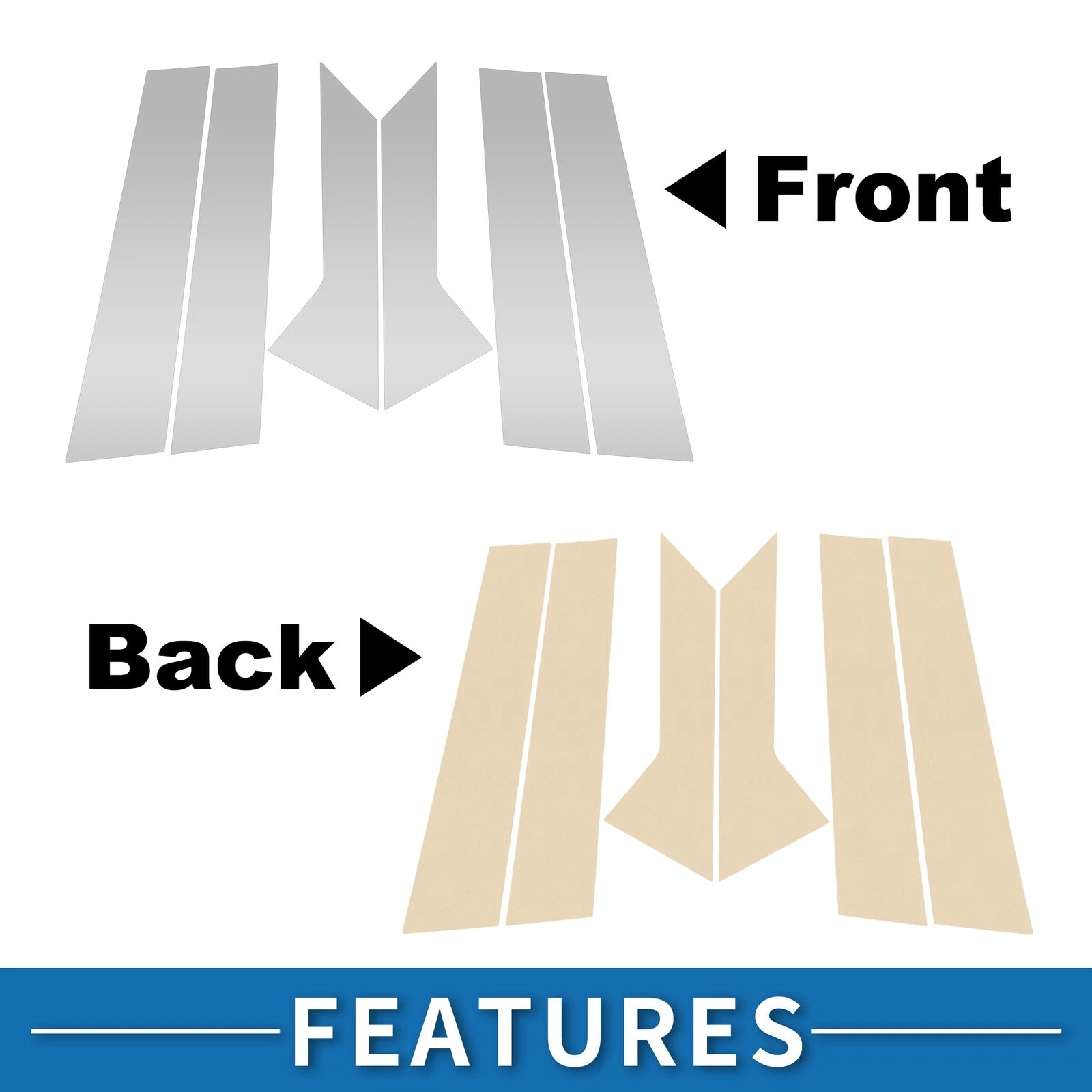 Set of 6 Door Pillar Window Trim for Ford Mondeo Fusion (2013–2020) Silver Tone