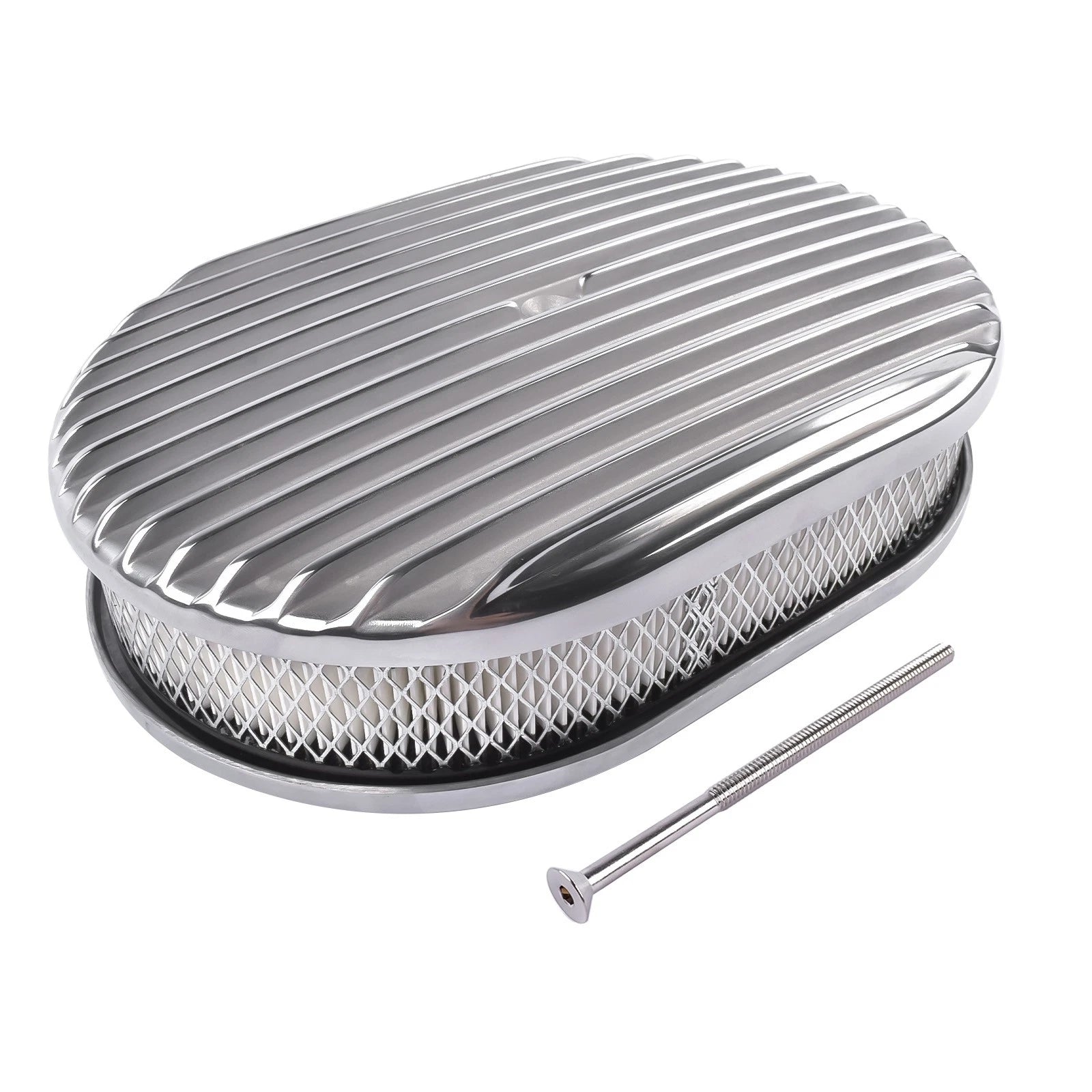 12" Oval Aluminum Full Finned Air Cleaner for Chevy Ford