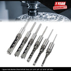 Set of 6 Square Hole Mortise Chisel Drill Bits 6.35mm to 16mm
