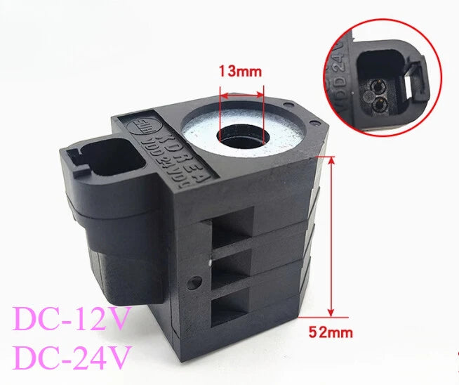Solenoid Valve Coil for Hyundai R60 80 150 225-7-9 Excavator (Hole 13, Height 52)