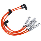 Set of 4 Spark Plugs + 4 Red Wires for VW Seat Beetle Golf Jetta (1998–2015) 06A905430AH