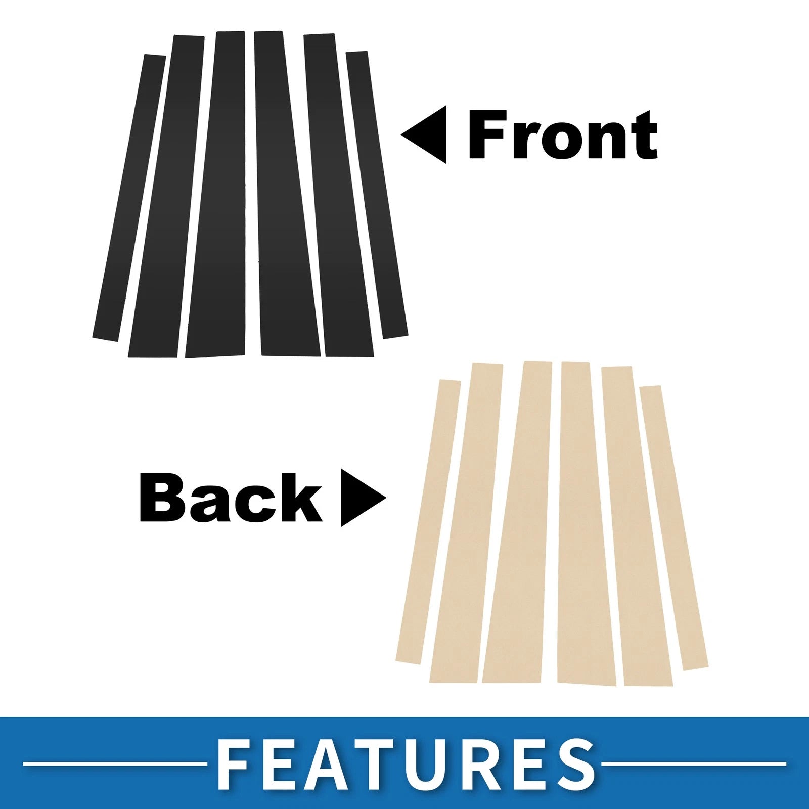 6 Pcs Door Pillar Window Trim for Mitsubishi Pajero (2009–2015) Black