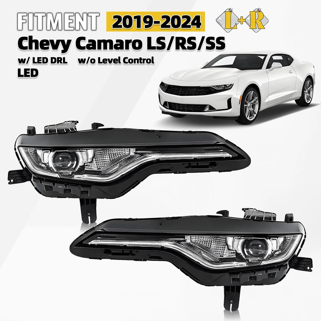 LED Headlight Set for Chevy Camaro (2019–2024) w/ LED DRL, Right + Left Pair