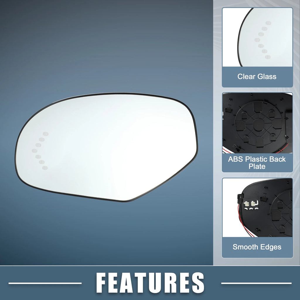 Driver Left Side Heated Mirror Glass for Chevy Silverado Avalanche Suburban (2007–2014)