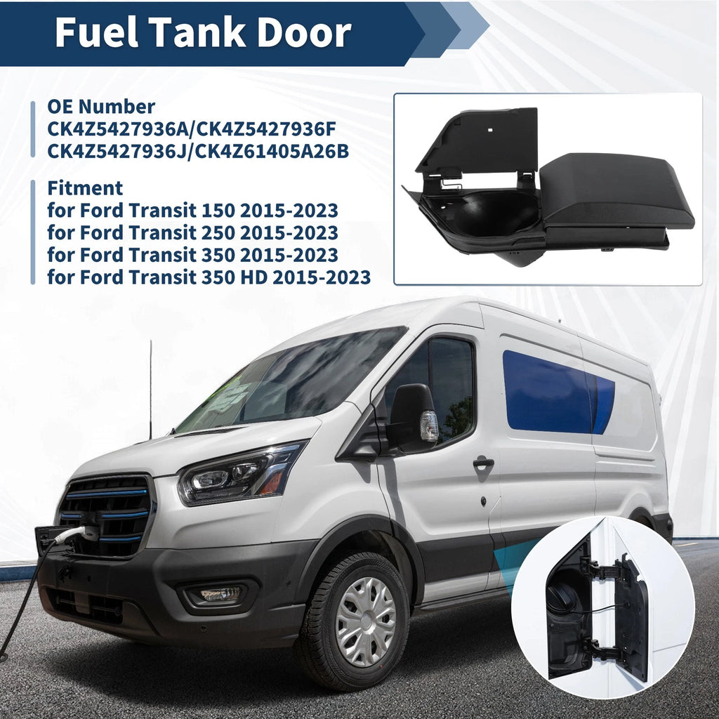 Fuel Tank Door with White Cover for Ford Transit 150 250 350 HD (2015–2023)