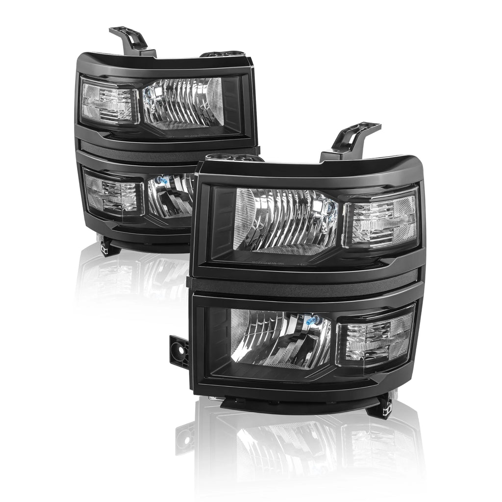 Headlights for Chevy Silverado 1500 (2014–2015) - Black Housing, Clear Corner