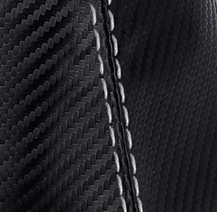 E Brake Boot Cover for Ford Focus (2000–2007) Carbon Fiber White Stitch