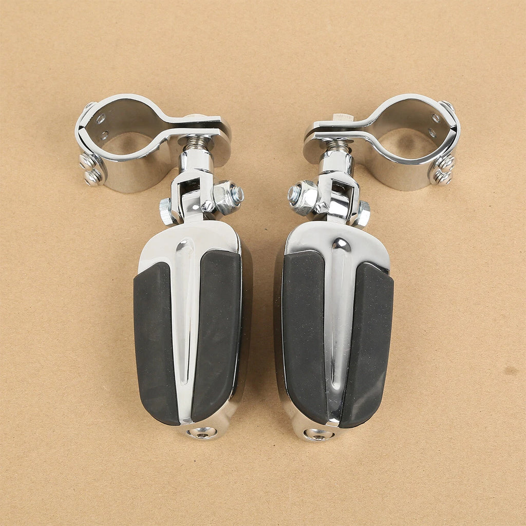 Chrome Highway Bar Footpegs Clamps for Harley Touring (Fits 22mm, 25mm, 32mm, 35mm)