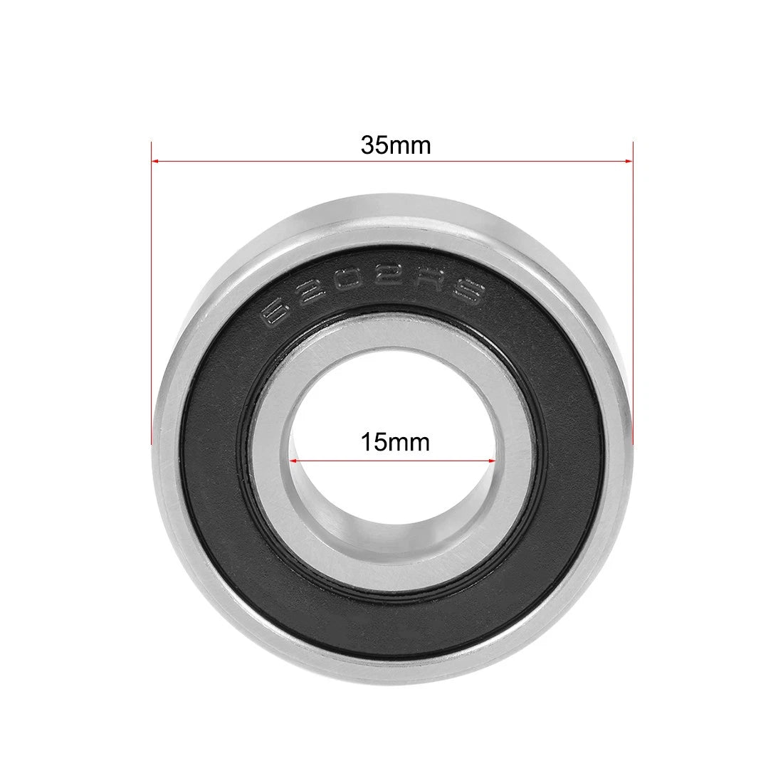 Set of 10 6202-2RS Deep Groove Ball Bearings 15x35x11mm Double Sealed Chrome