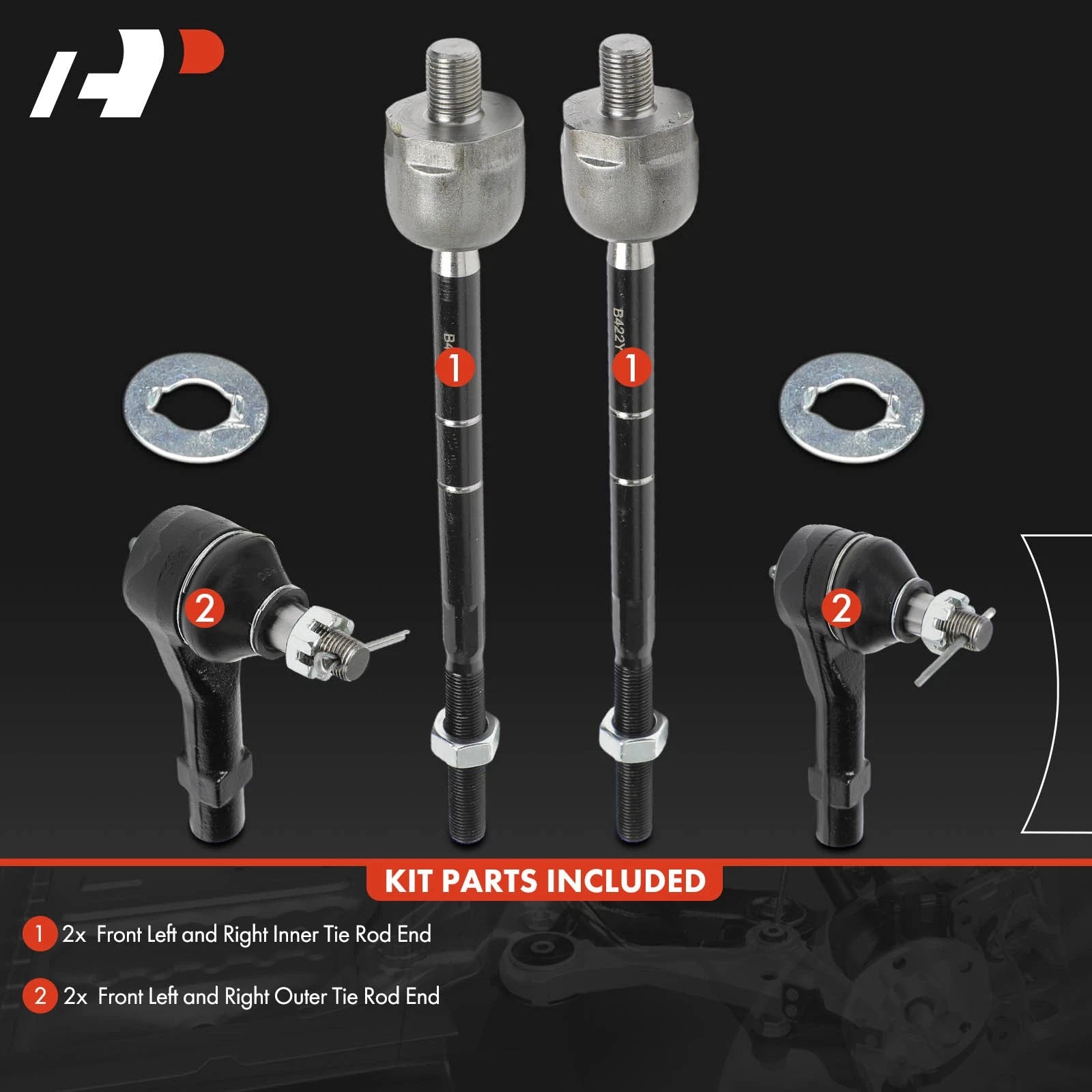 Set of 4 Front Inner & Outer Tie Rod Ends for Ford Explorer Mercury (2002-2003)