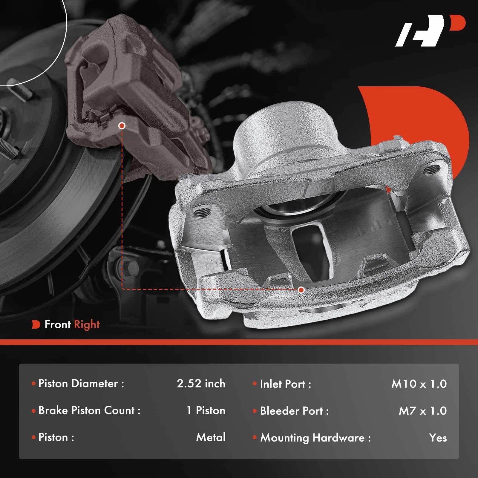 Front Right Disc Brake Caliper with Bracket for Toyota Camry (2002-2006)