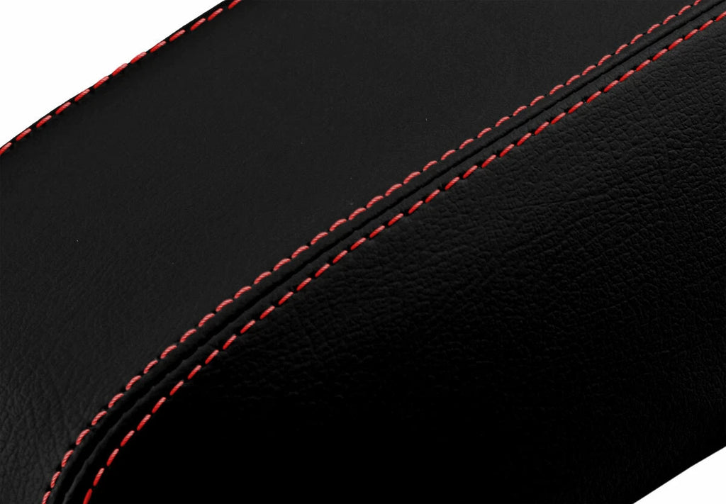 Leather Console Lid Armrest Cover for Hyundai Tucson (2010–2015) Red Stitch