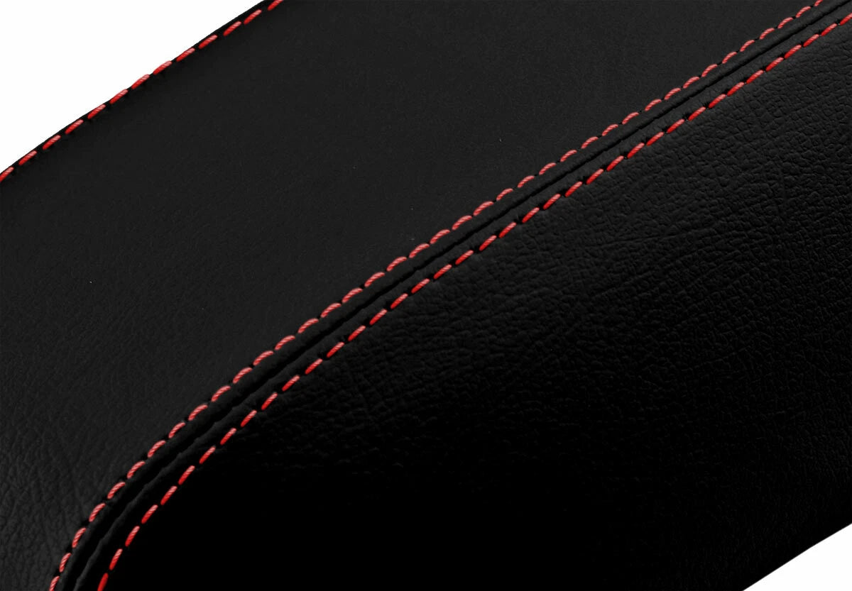 Leather Console Lid Armrest Cover for Hyundai Tucson (2010–2015) Red Stitch