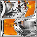 Pair of Chrome/Amber Signal Headlight Lamps for Dodge Ram Pickup (2002–2005)