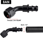 8AN Barb Hose End Fitting Push-On Lock Adapter for Oil Fuel Hose (2-Pack)