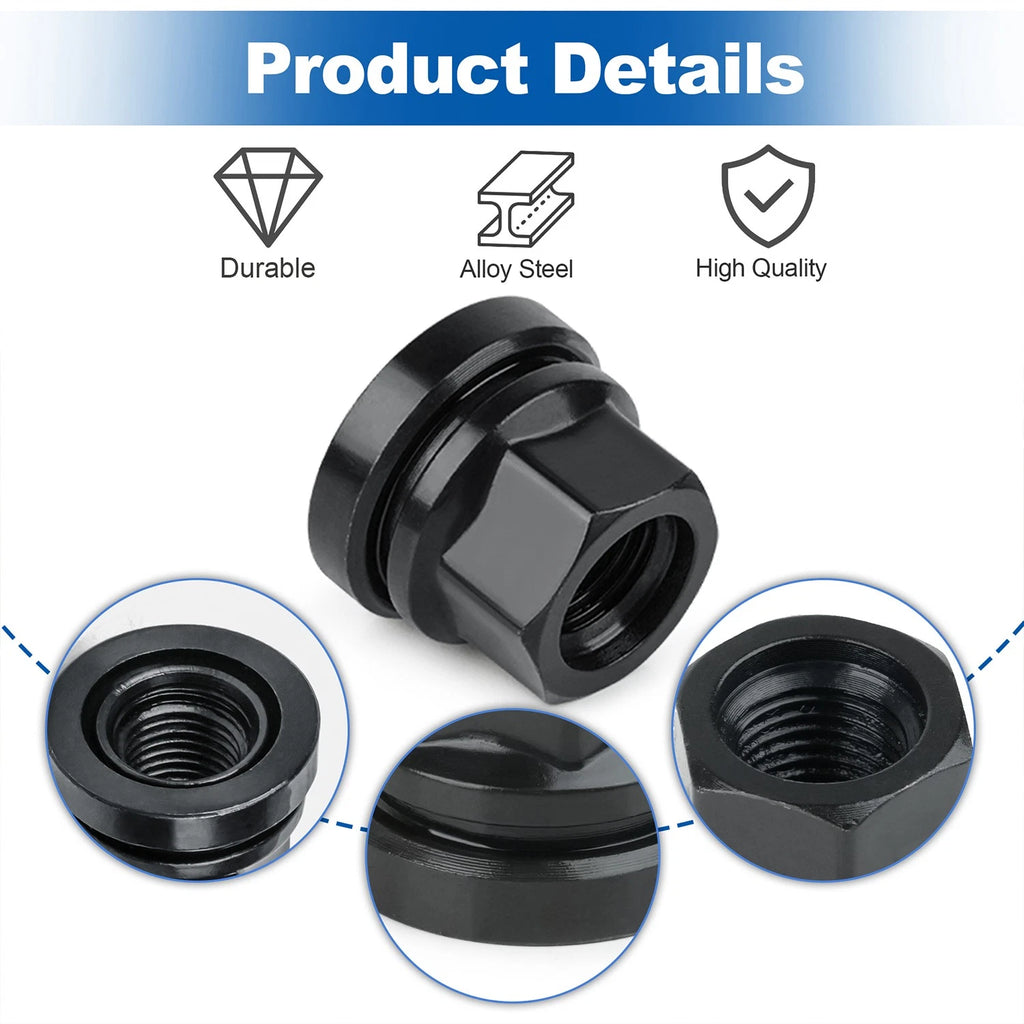 Set of 32 M14x2.0 Lug Nuts for Ford F-250 F-350 (1999–2002) Black Flat Washer