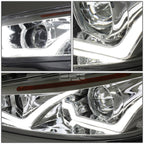 LED Dual Halo Projector Headlight for Ford Focus (2015–2018) Chrome Amber