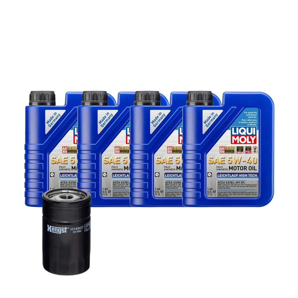 Set of 4 Liqui Moly Leichtlauf High Tech 5W40 Oil Change Kit for Audi (1.8/2.0L)
