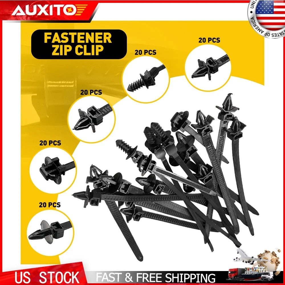 Set of 100 Hose Wire Retainer Zip Tie Clips for Automotive Applications