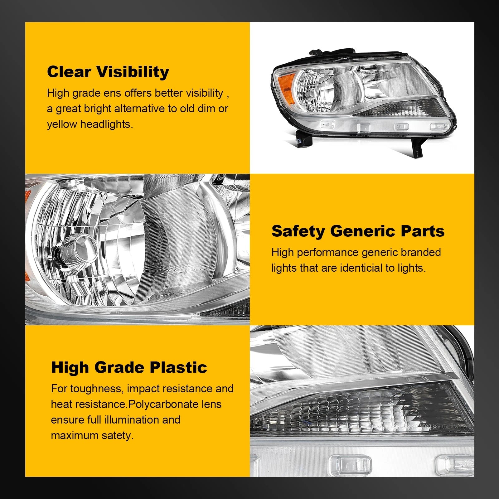 Set of 2 Headlight Assemblies for Chevy Colorado (2015–2022) Chrome Housing
