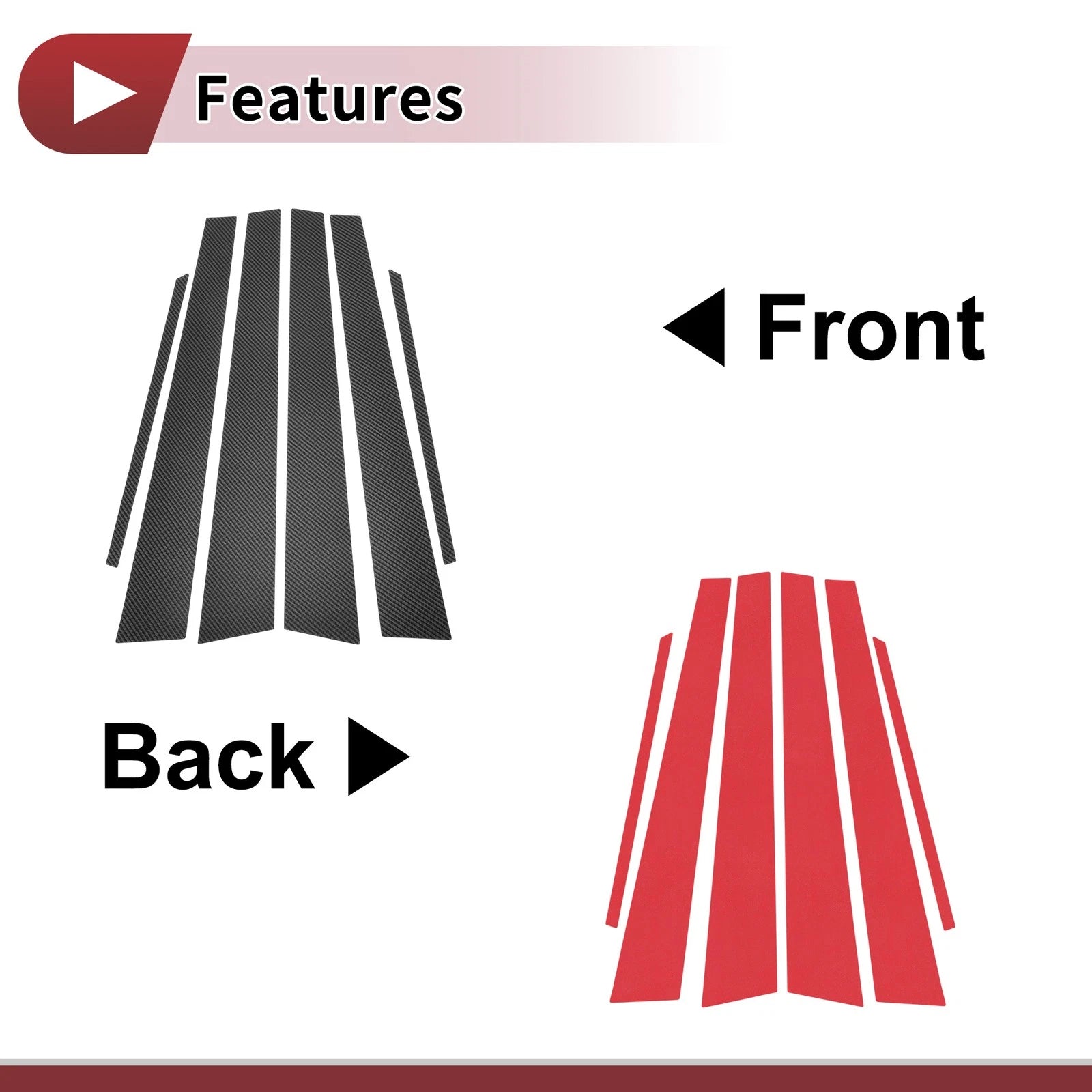 6 Pcs Car Door Pillar Window Trim for Toyota Corolla (1998–2002) Carbon Fiber
