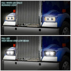Chrome Full LED DRL Signal Projector Headlights for Freightliner Kenworth (1981–2019)